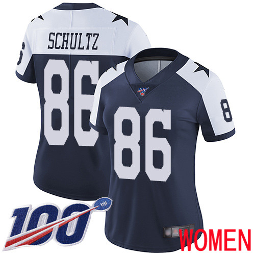 Women Dallas Cowboys Limited Navy Blue Dalton Schultz Alternate 86 100th Season Vapor Untouchable Throwback NFL Jersey